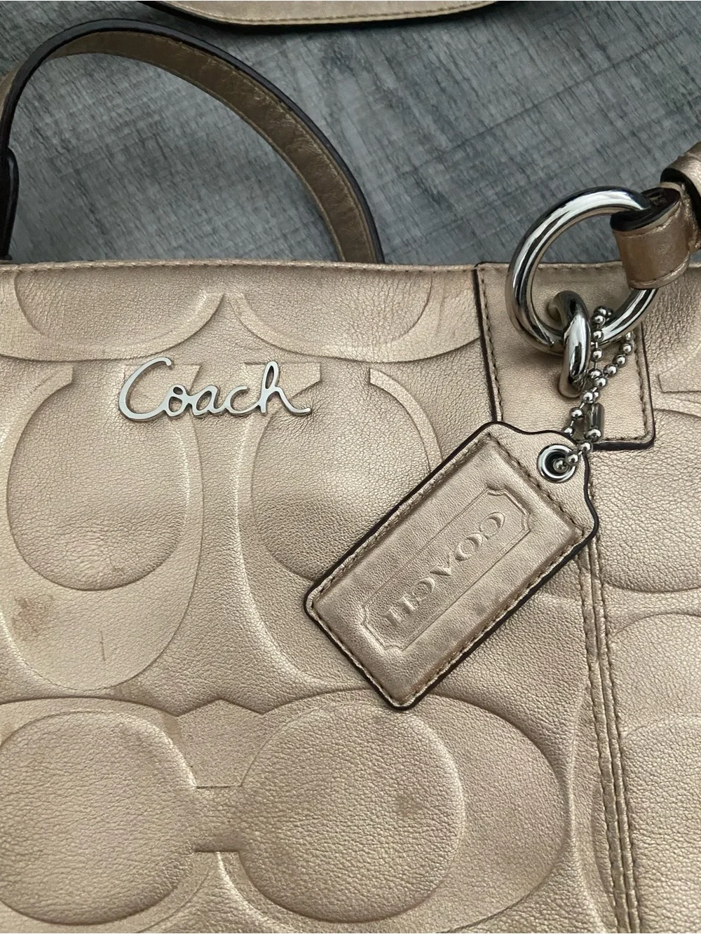 Coach Metallic Rose Gold Signature Bag